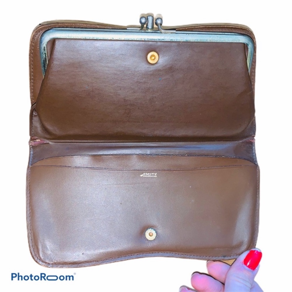 Amity Vintage Leather Tweed Clutch Wallet - Picture 4 of 8